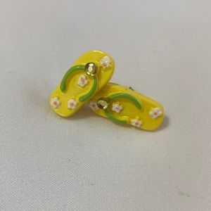 Summery Yellow Flowered Flip-Flop Earrings